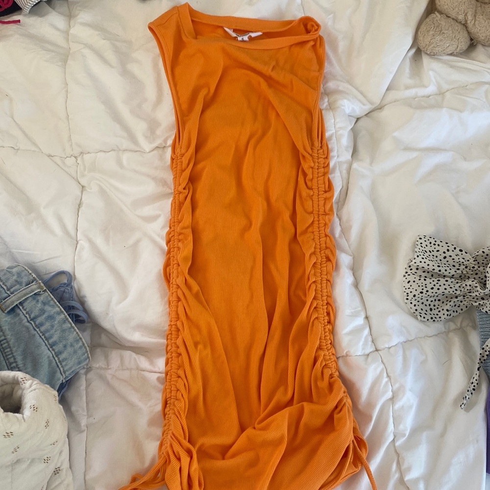 orange adjuatable mini dress worn once